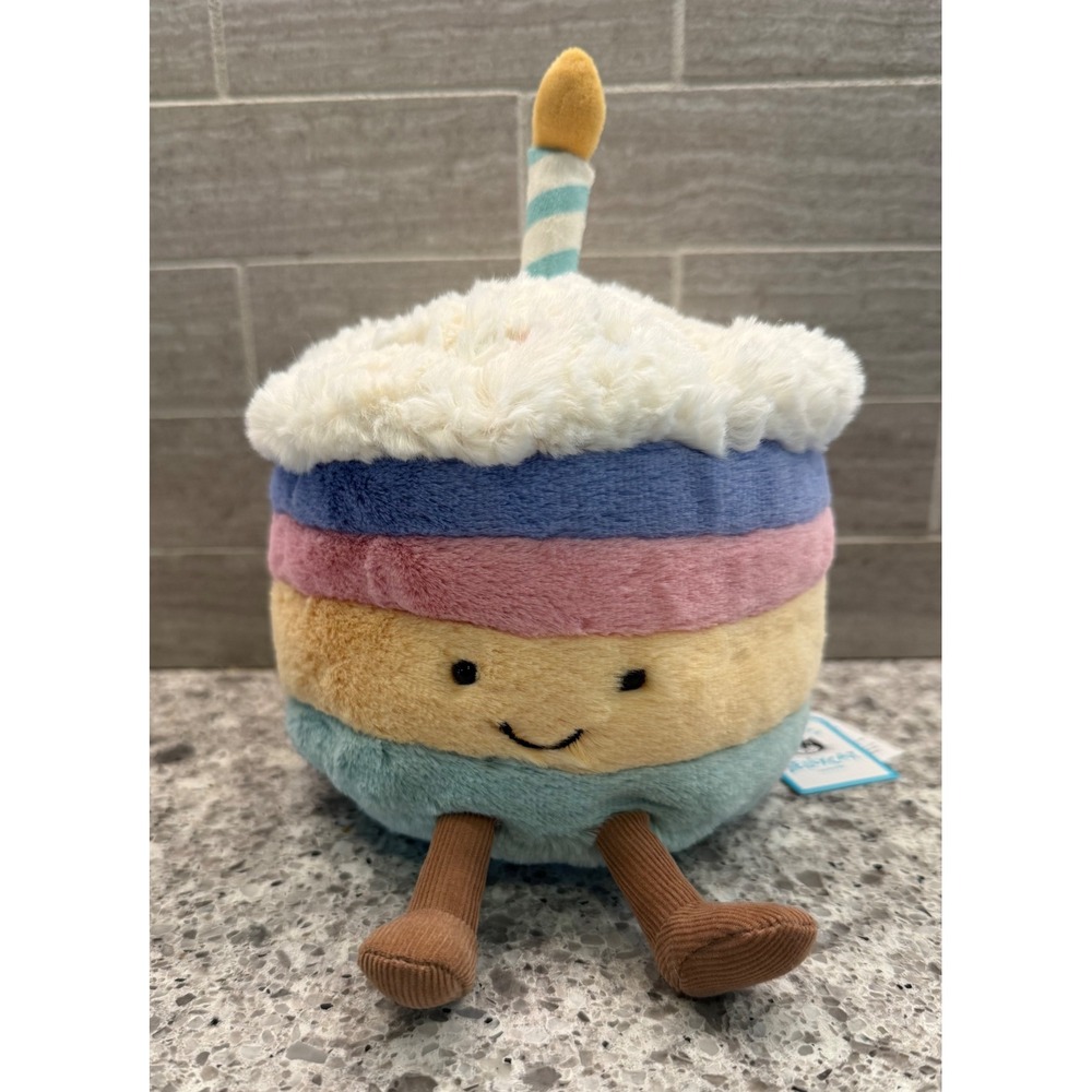 Darling Jellycat NWT M Amuseables Rainbow Birthday Cake Plush and Dust Bag OOS - Picture 9 of 9